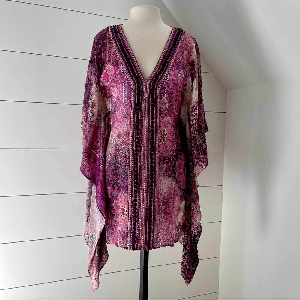 TAJ silk beaded caftan tunic